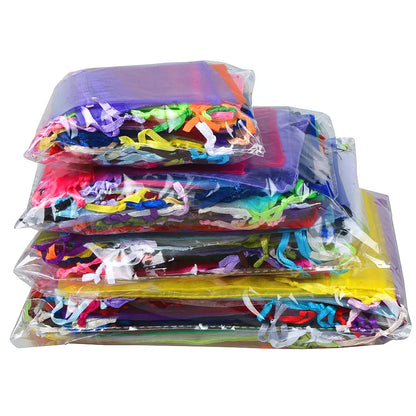 100 piezas 24 colores bolsa de embalaje de joyería 5*7 7*9 9*12 10*15 cm bolsas de organza almacenamiento de regalo bolsas de cordón de boda al por mayor