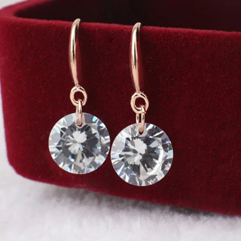 Pendientes colgantes de cristal de circón noble para mujer, elegantes y de moda, muy vendidos, joyería delicada para mujer