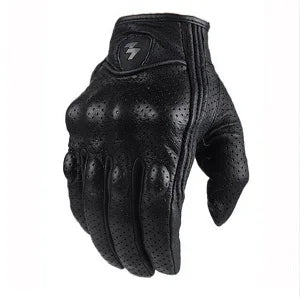 Touch Screen Real Leather Motorcycle Skidproof Hard Knuckle Full Finger Gloves Protective Gear for Outdoor Sports Motocross ATV