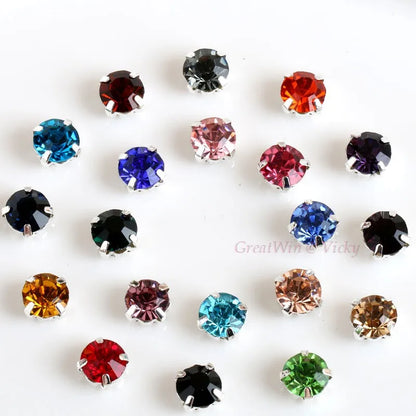 Glass Rhinestones! Round Shape With Claw Sew On Crystal Stone Strass Diamond Metal Base Buckle For Clothes Decorating