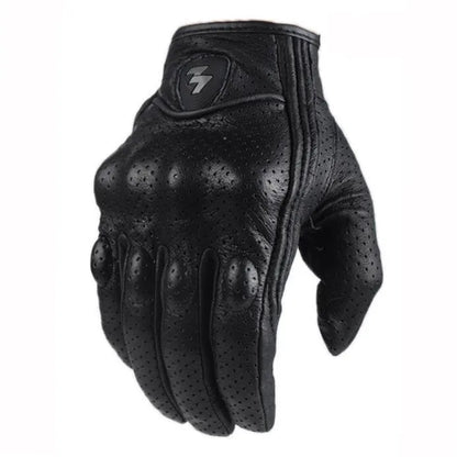 Touch Screen Real Leather Motorcycle Skidproof Hard Knuckle Full Finger Gloves Protective Gear for Outdoor Sports Motocross ATV