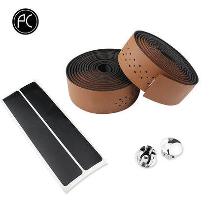 PCycling Bicycle Handlebar Tape Road Bike PU Leather Perforated Belt Breathable Soft Bike Handlebar Tape MTB Fixed Gear Belt