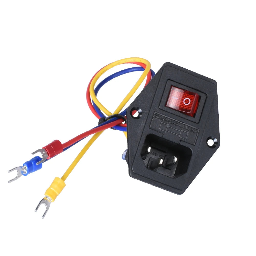 Piezas de impresora 3D 10A 250V Interruptor de encendido Toma de corriente CA con interruptor basculante triple rojo Módulo con fusible Enchufe para impresora 3D