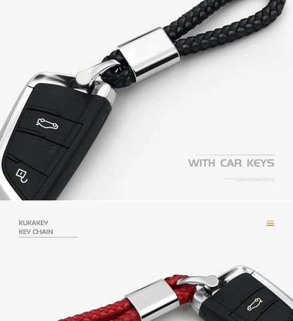 Leather Hand Woven Keychain Metal key rings Chains Best Gifts Car Key Holder For Mercedes Benz VW TOYOTA AUDI BMW Auto Keyring