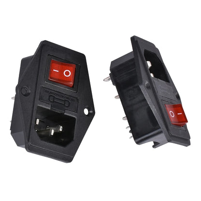 3D Printer Parts 10A 250V Power Switch AC Power Outlet With Red Triple Rocker Switch Fused Module Plug For 3d Printer