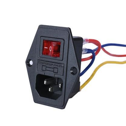 Piezas de impresora 3D 10A 250V Interruptor de encendido Toma de corriente CA con interruptor basculante triple rojo Módulo con fusible Enchufe para impresora 3D