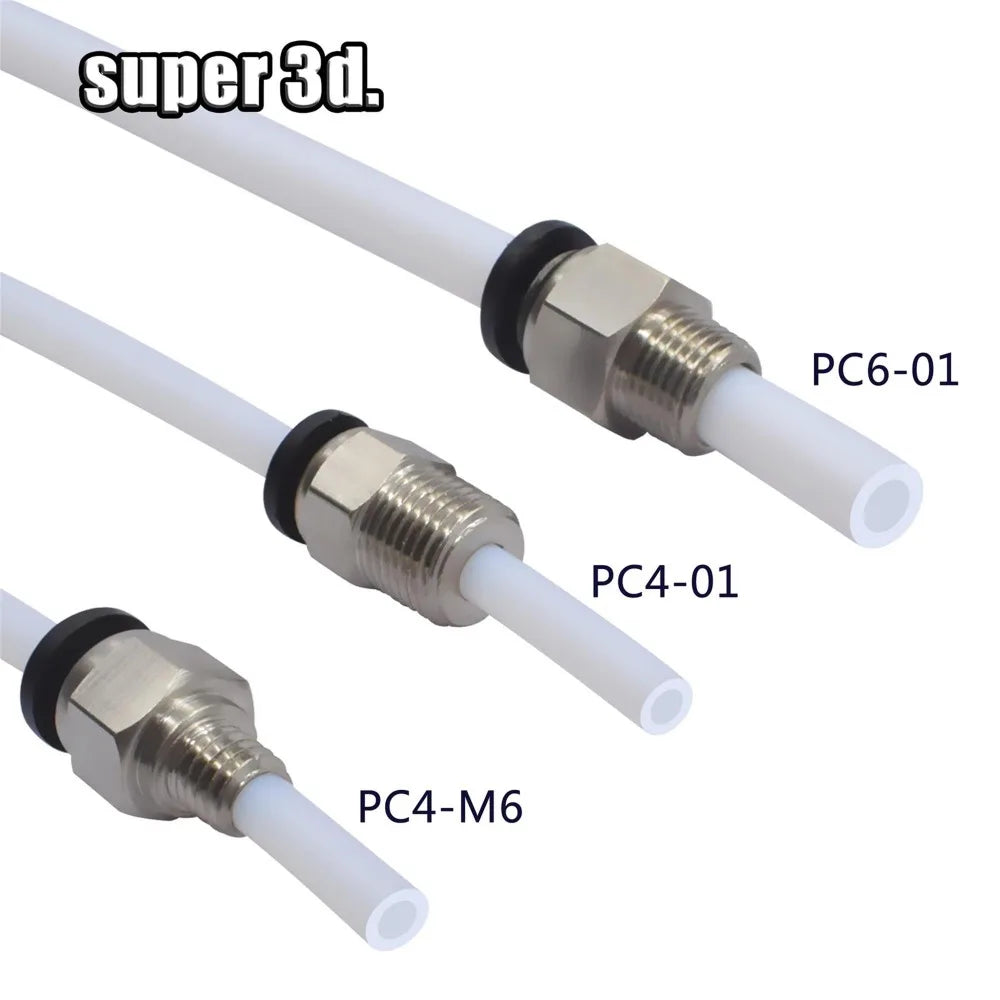 2 conectores neumáticos para impresoras 3D, acoplador de unión rápida Bowden, 1,75/3 mm, accesorios para tubería PC4, M6 y M10, tubo de PTFE de 2/4 mm