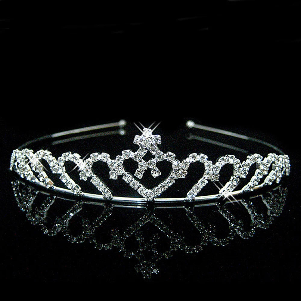 AINAMEISI Princess Crystal Tiaras and Crowns Headband Kid Girls Love Bridal Prom Crown Wedding Party Accessiories Hair Jewelry