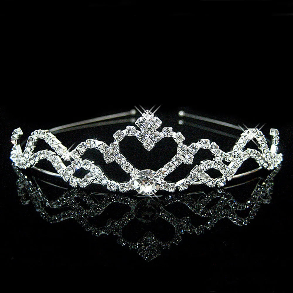 AINAMEISI Princess Crystal Tiaras and Crowns Headband Kid Girls Love Bridal Prom Crown Wedding Party Accessiories Hair Jewelry