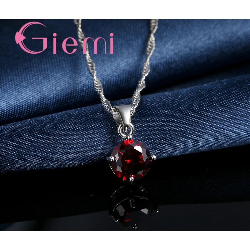 925 Sterling Silver Pendant Necklace Earrings For Women Engagement Fashion Jewelry Set Trendy Austrian Crystal Wholesale