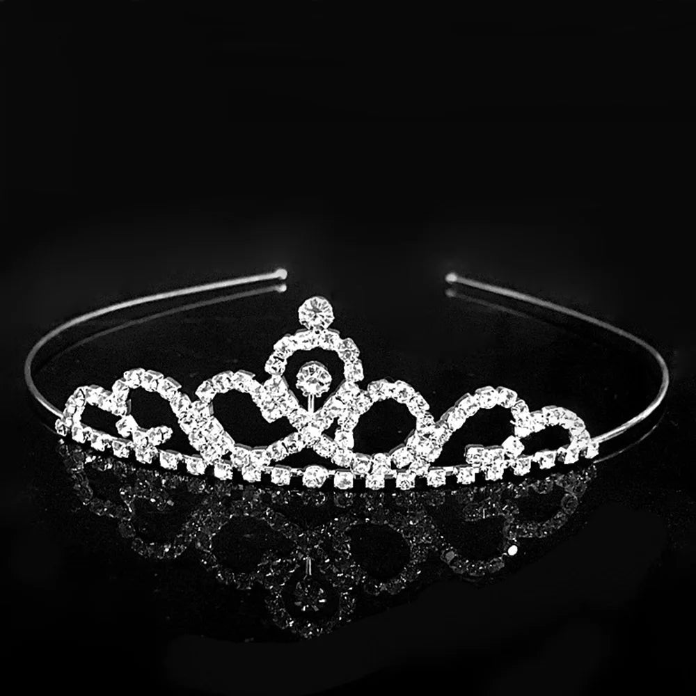 AINAMEISI Princess Crystal Tiaras and Crowns Headband Kid Girls Love Bridal Prom Crown Wedding Party Accessiories Hair Jewelry