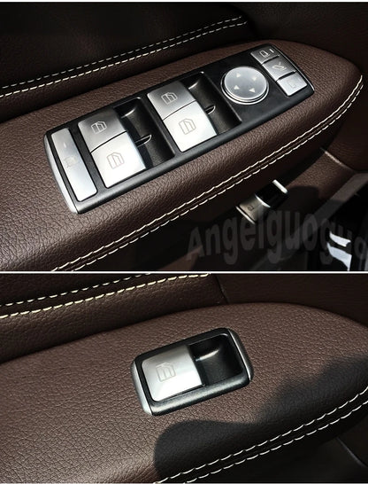 AngelguoguoCar Window glass lift button Trim Cover sticker for Mercedes Benz A/B/C(W204)/E(W212)/GLA /CLA/ GLK/ GLE-class