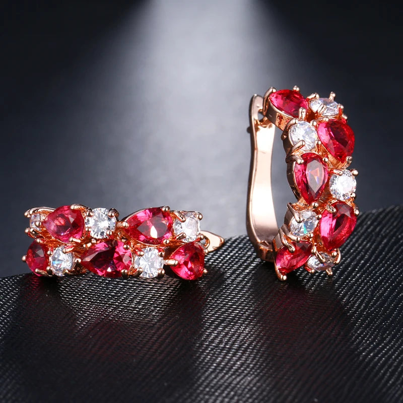 EMMAYA Wholesale Luxury Rose Gold Color Earrings Flash CZ Zircon Ear Studs 12 Colors Earrings Women Cheap brincos