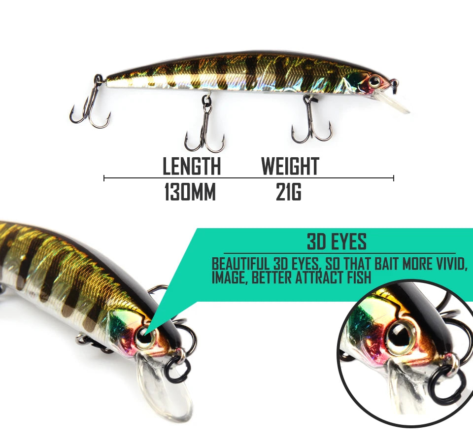 BEARKING for artificial Fishing lures minnow quality wobblers baits 13cm 21g suspending hot model crankbaits popper