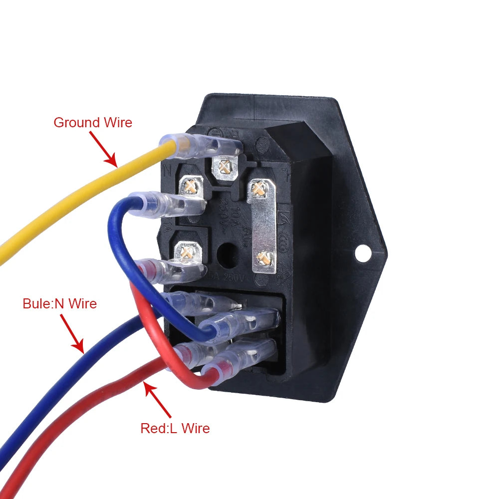 Piezas de impresora 3D 10A 250V Interruptor de encendido Toma de corriente CA con interruptor basculante triple rojo Módulo con fusible Enchufe para impresora 3D