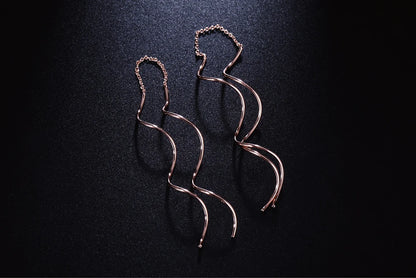 ZHOUYANG Ear Line For Women Simple Spiral Earrings Rose Gold Color Fashion Jewelry Brithday Friendship Gift ZYE243 ZYE319