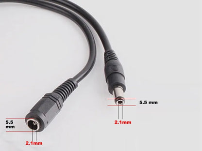 DC12V Power Extension Cable 2.1*5.5mm Connector Male To Female For CCTV Security Camera Black Color 16.5Feet 5M 10m power cable