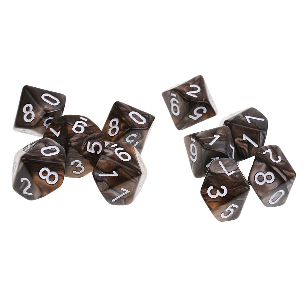 10 dados poliédricos de 10 caras D10 D8 para juegos de rol de 16 mm, dados familiares