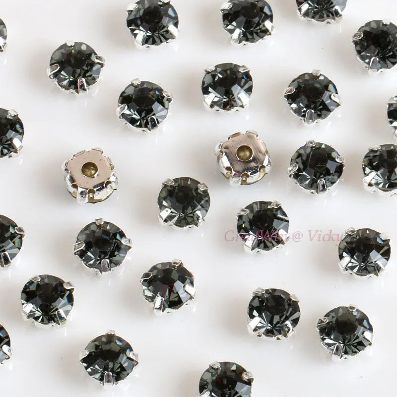 Glass Rhinestones! Round Shape With Claw Sew On Crystal Stone Strass Diamond Metal Base Buckle For Clothes Decorating