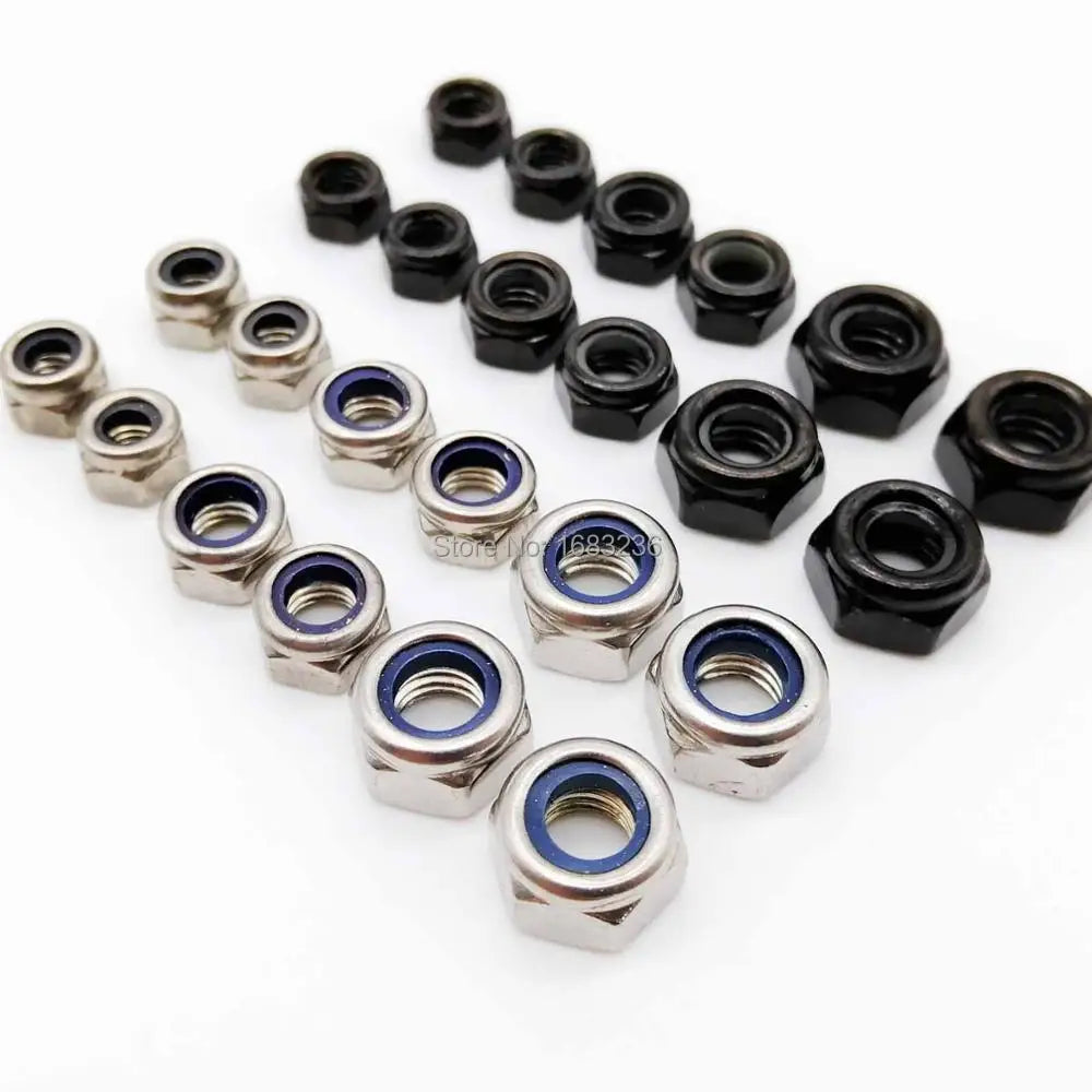 M2 M2.5 M3 M3.5 M4 M5 M6 M8 M10 M12 M14 M16 304 Stainless Steel Black Hex Nylon Insert Lock Nut Self-locking Locknut