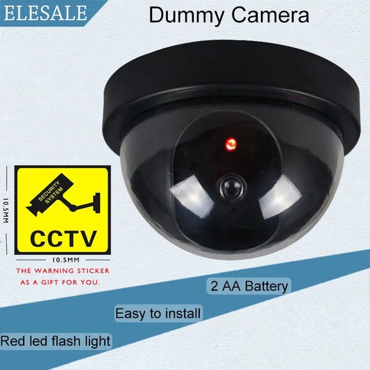 Creative Black Plastic Dome CCTV Dummy Camera Flashing Led Fake Camera Power Via AA Battery Surveillance Security System