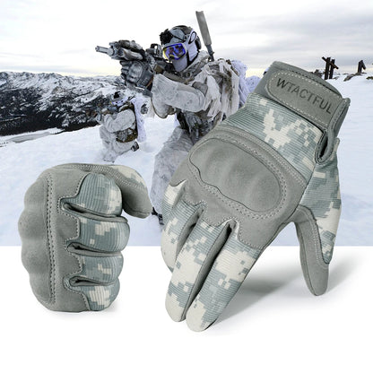 Guantes tácticos ACU camuflaje pantalla táctil paintball combate lucha carcasa dura bicicleta guantes de dedos completos hombres