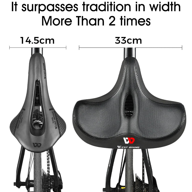 Sillín de bicicleta ergonómico WEST BIKING para ciclismo de larga distancia, con cojín ancho y grueso, cómodo sillín para bicicleta de montaña y turismo