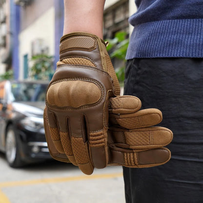 Guantes tácticos de cuero PU con pantalla táctil para ciclismo, de carcasa dura, para senderismo, combate, caza, airsoft, conducción, bicicleta, antideslizantes