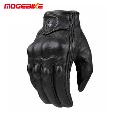 Guantes de cuero auténtico para motocicleta con pantalla táctil, antideslizantes, con nudillos duros y dedos completos, equipo de protección para deportes al aire libre, motocross, ATV