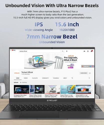 15.6 inch laptop Teclast F15 Plus 2 Celeron N4120 Windows 11 OS 8GB RAM 256GB SSD mini-HDMI full size keyboard