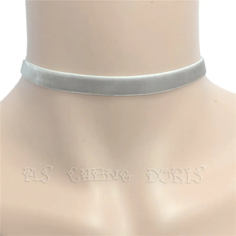 Gargantilla de terciopelo blanco gótica punk, regalo de San Valentín, collar con tatuaje, collares para mujer, collares de mujer, bisutería