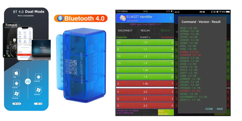 2Layer Hardware V1.5 Chip PIC18F25K80 ELM327 Bluetooth V1.5 Auto Code Reader Super MINI ELM 327 Works Android Symbian Double PCB