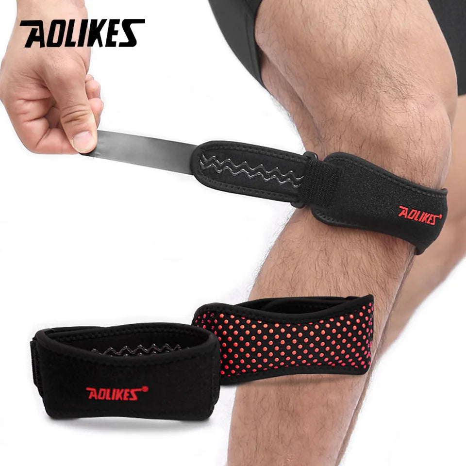 AOLIKES 1 rodillera ajustable para aliviar el dolor de rodilla, estabilizador de rótula, soporte para senderismo, fútbol, ​​baloncesto, correr y deportes