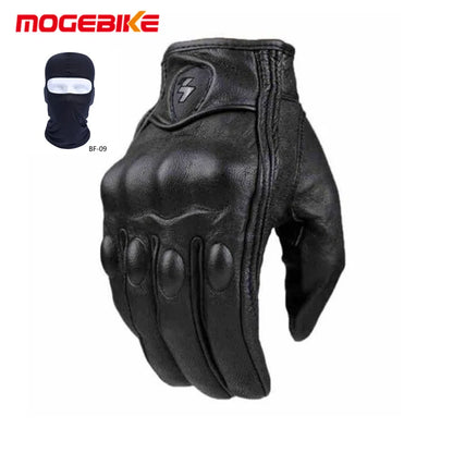 Guantes de cuero auténtico para motocicleta con pantalla táctil, antideslizantes, con nudillos duros y dedos completos, equipo de protección para deportes al aire libre, motocross, ATV