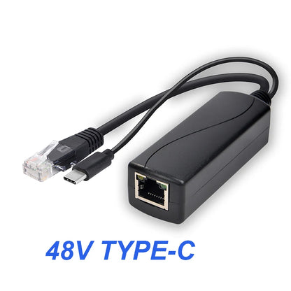 HKBTM POE Splitter 48V To 5V 12V Micro USB tpye-C BarrelJack  Power Supply for Huawei for Hikvision for Bobcat for Raspberry Pi