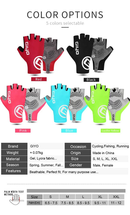 Giyo Breaking Wind Cycling Half Finger Gloves Anti-slip Bicycle Mittens Racing Road Bike Glove MTB Biciclet Guantes Ciclismo