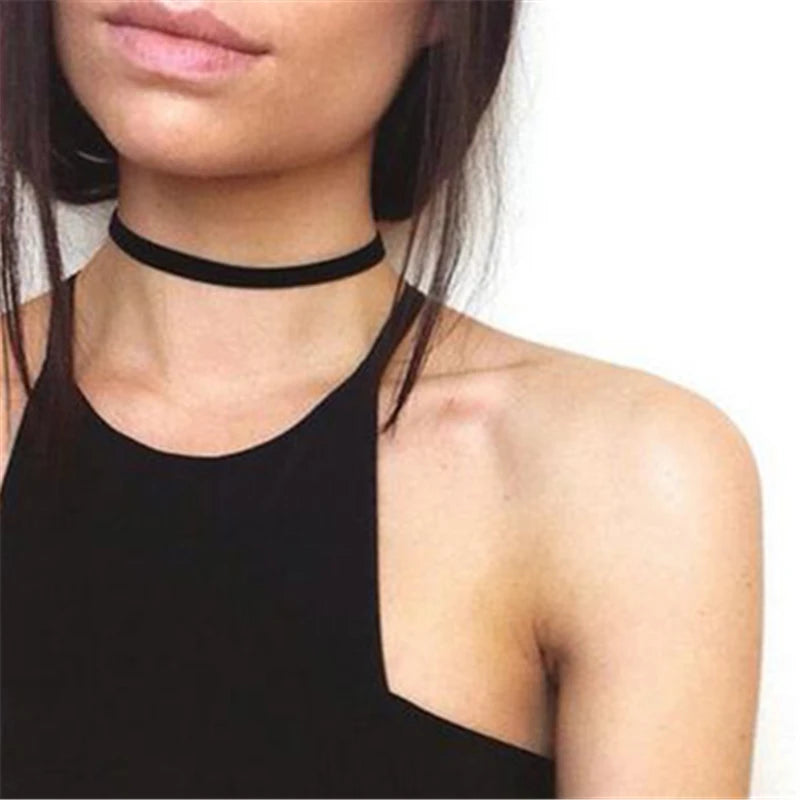 Valentine's Day Gift Punk Gothic White Velvet Choker Necklace Tattoo Necklaces Women Chocker Collares Mujer Collier Femme Bijoux