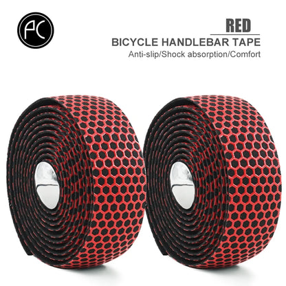 PCycling Bicycle Handlebar Tape Road Bike PU Leather Perforated Belt Breathable Soft Bike Handlebar Tape MTB Fixed Gear Belt