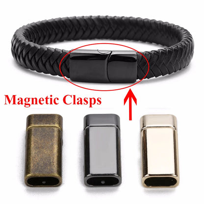 Louleur Magnetic Clasps Bracelets Connector End Clasp Flat Leather Cord Lazy Shoelace Buckle Jewelry Findings Magnets Fasteners