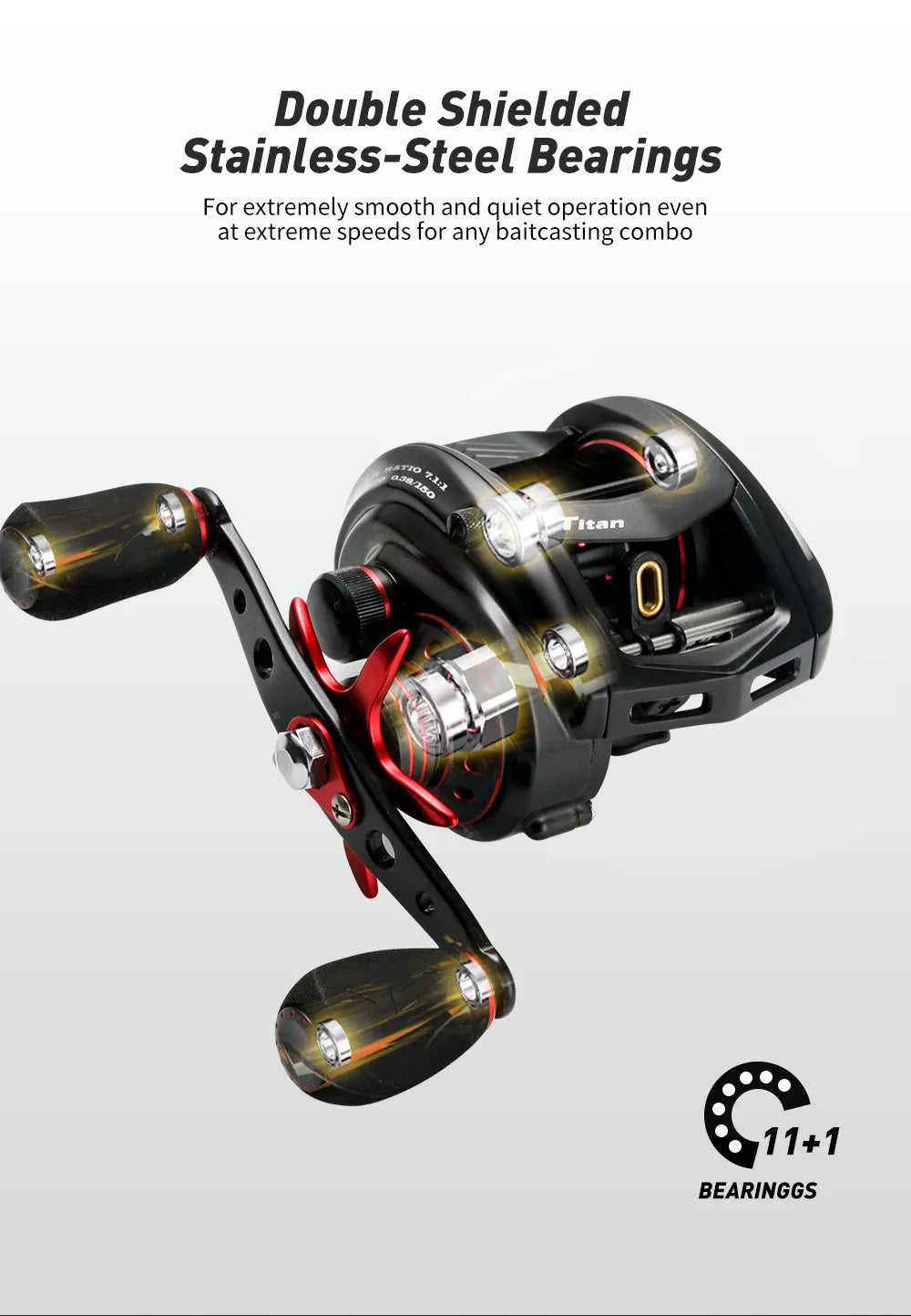 JOHNCOO Fishing reel MT200 Bait Casting Reel Big Game 13kg Max Drag jigging Fishing Reel 11+1 BB 7.1:1 Baitcasting reel