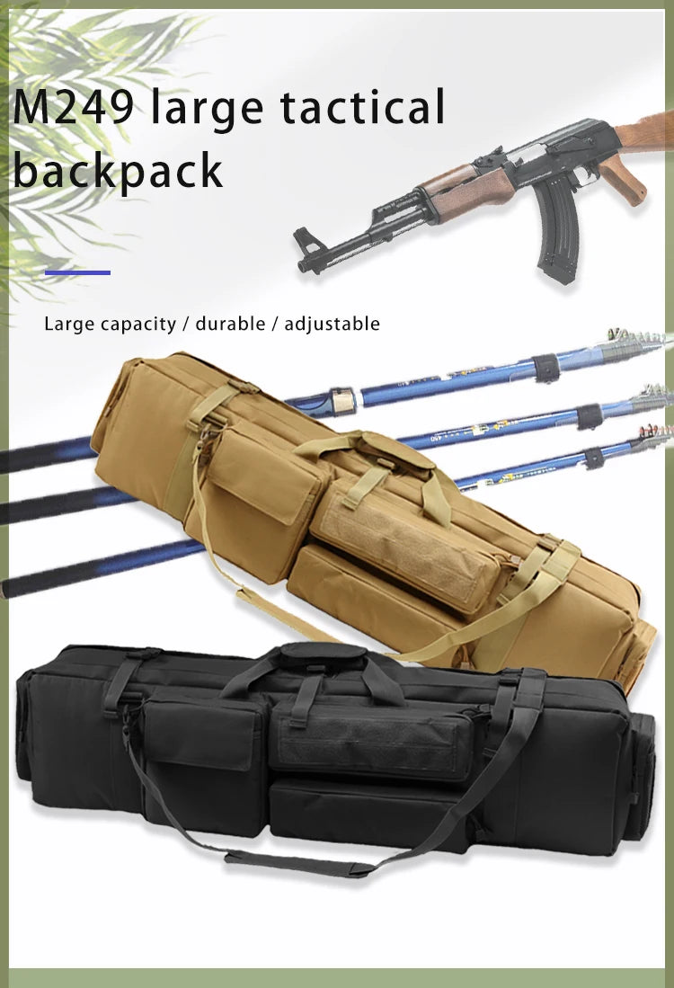 Mochila táctica de caza de nailon 1000D, bolsa de transporte cuadrada para dos rifles con correa para el hombro, bolsa para pistola Airsoft, estuche de protección para tiro