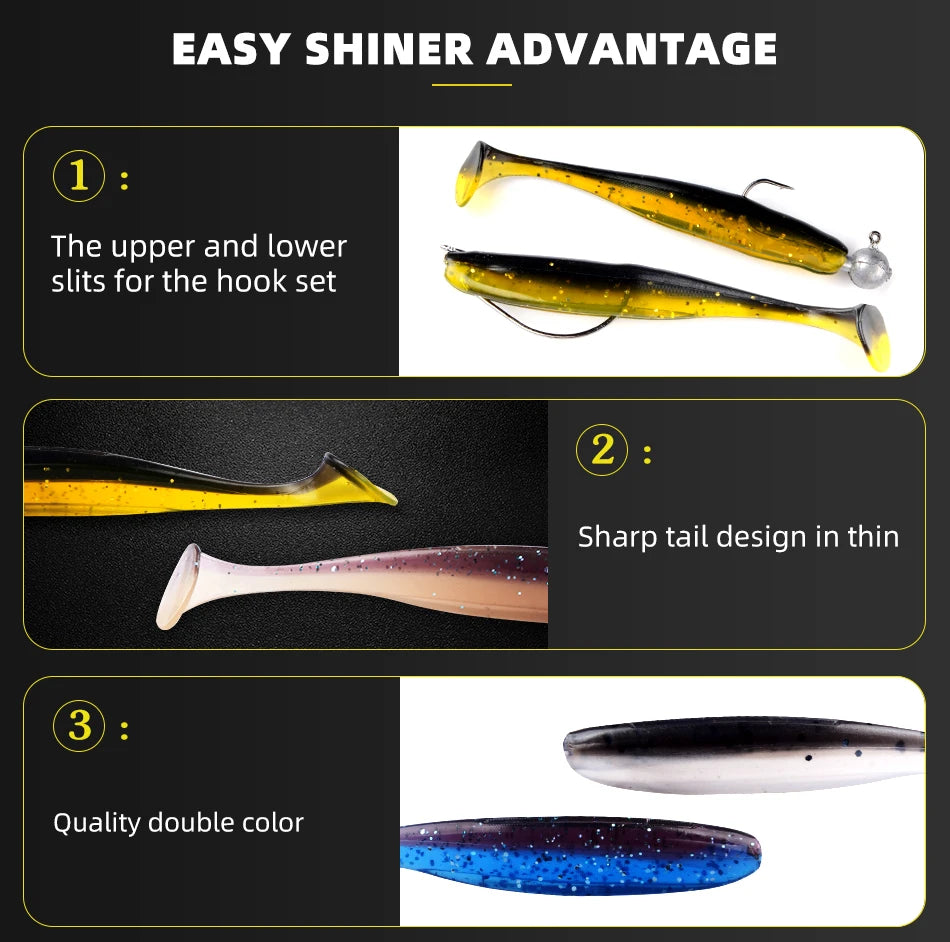 MEREDITH Easy Shiner Fishing Lures 50mm 65mm 75mm 100mm Wobblers Carp Fishing Soft Lures Silicone Artificial Plastic Baits