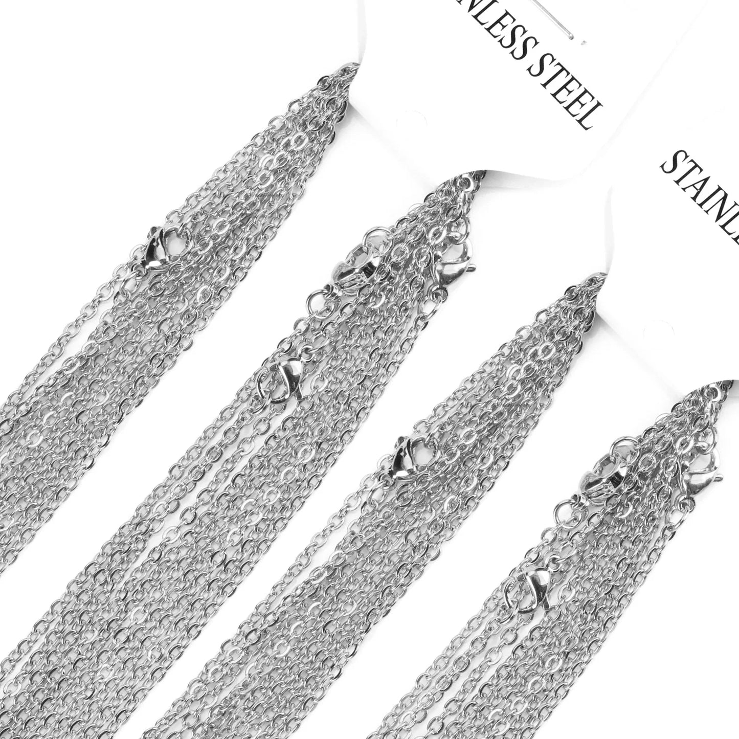 LUXUSTEEL 10Pcs/Lot Stainless Steel Chains 2mm/1mm O Shape Rolo Link Cuban Long Necklace For Women Pendant DIY Jewelry Wholesale