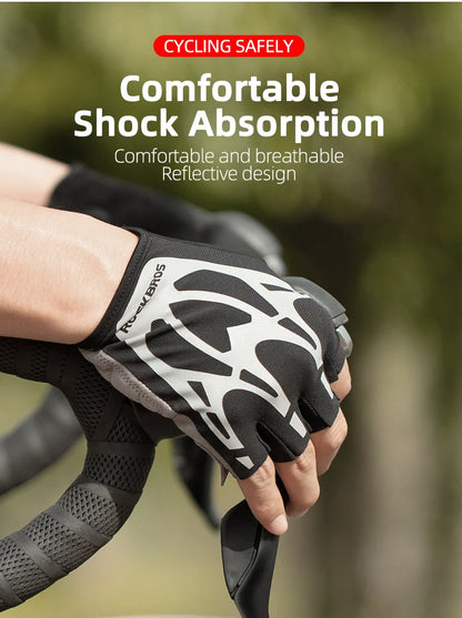 ROCKBROS Cycling Gloves Half Finger Shockproof Wear Resistant Breathable MTB Road Bicycle Gloves Men Women Sports Bike Equipment