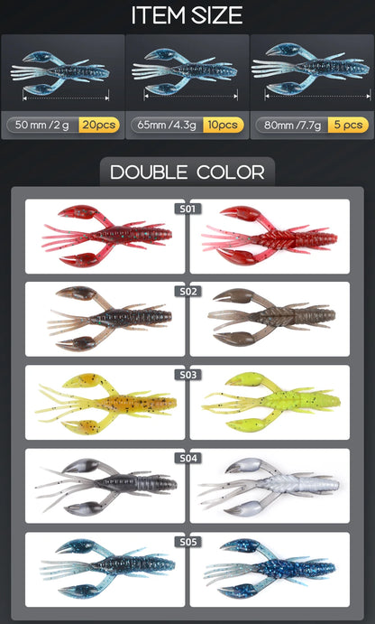 MEREDITH 50mm 65mm 80mm DoliveCraw Fishing Lures Craws Shrimp Soft Lure Fishing Bait Wobblers Bass Lures Soft Silicone