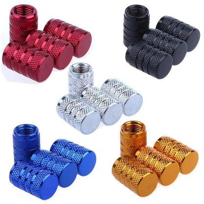 DSYCAR 4Pcs Silver Car Tire Valve Stems Cap Knurling Style Tire Valve Cap Aluminum Tire Wheel Stem Air Valve Cap for US Schrader