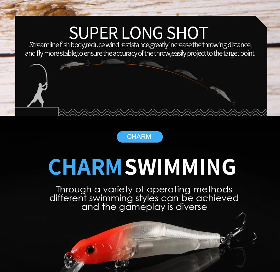 BEARKING 80mm 8.5g professional quality magnet weight fishing lures minnow crank hot model Artificial Bait Tackle