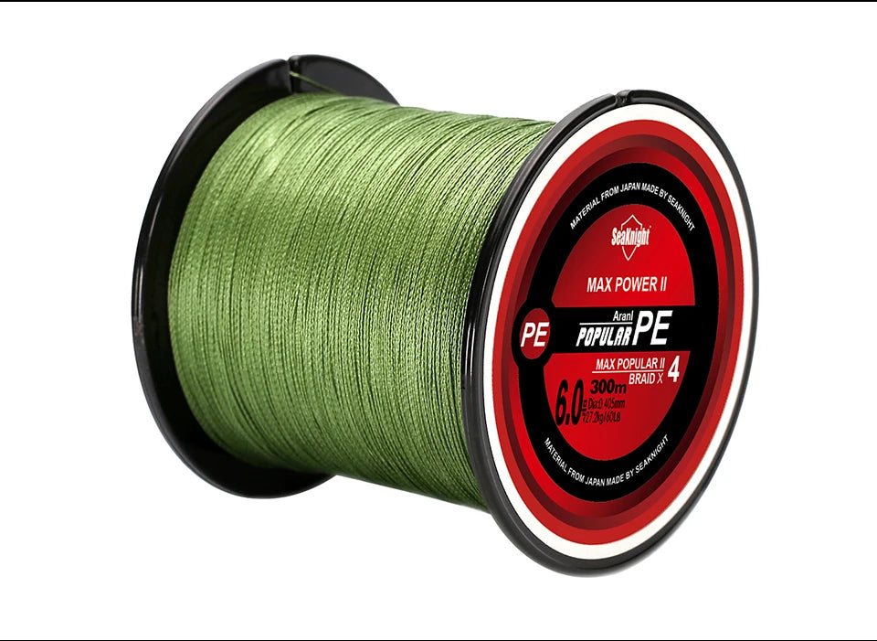 SeaKnight Brand TriPoseidon Series 4 Strands 300M PE Braided Fishing Line 8-60LB Multifilament Fishing Line Smooth Carp Fishing