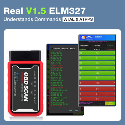 Lector de códigos de coche ELM327 V1.5 BT WiFi ELM 327 PIC18F25K80 Chip OBDII Herramienta de diagnóstico para iPhone/Android PK ICAR2 OBDSCAN Escáner