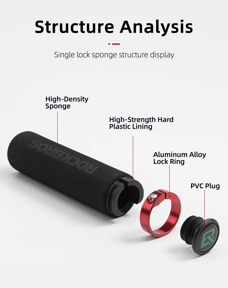 Puños de bicicleta ROCKBROS, puños de manillar de esponja de silicona para MTB, puños de bicicleta suaves que absorben los golpes y antideslizantes, puños de ciclismo ultraligeros